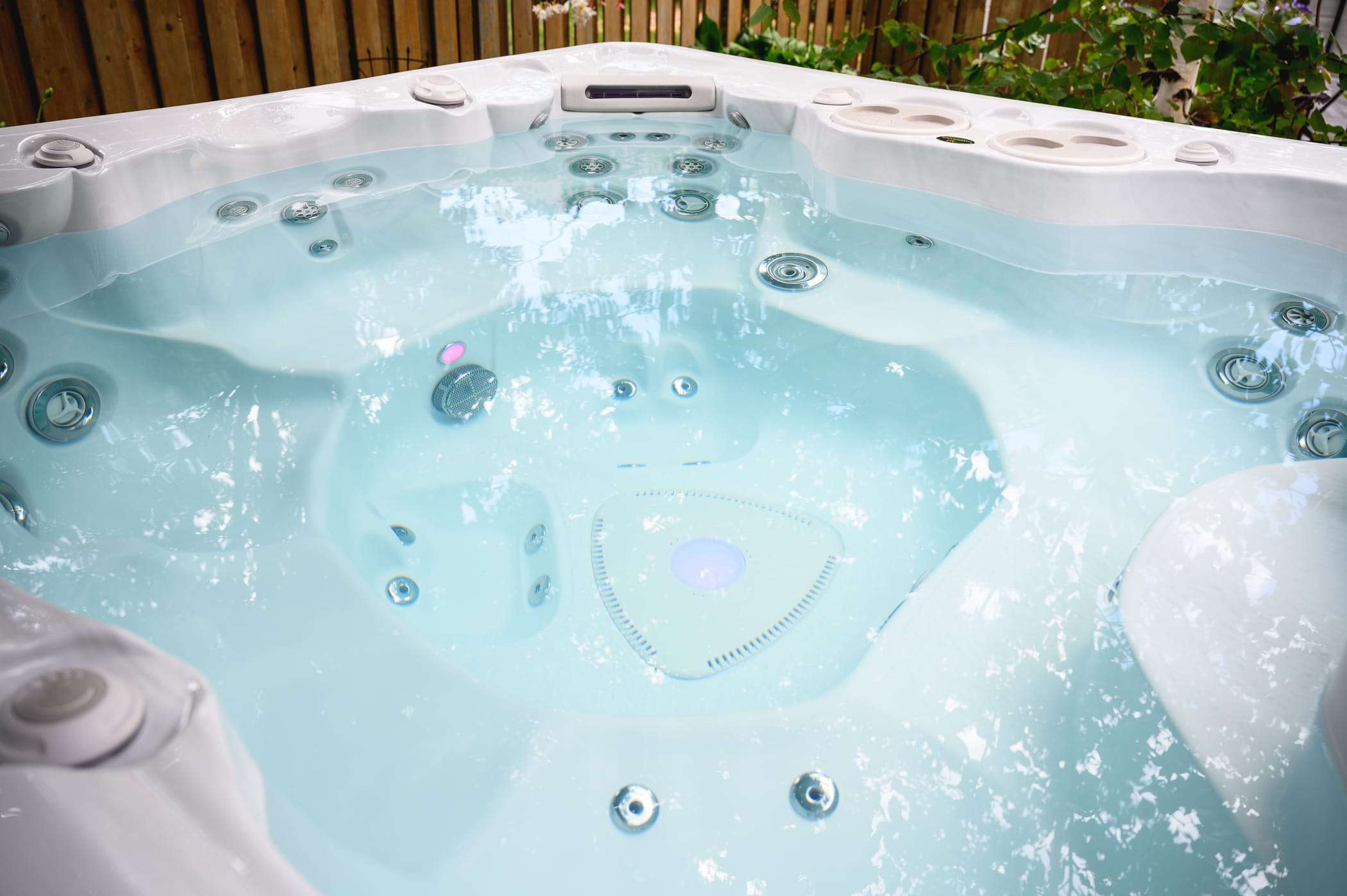 Hydropool 6 Inside of Hot Tub filled with water