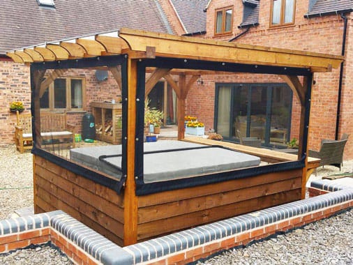 Hot Tub Gazebos 4 Hot tub cover with pergola style polycarbonate roof