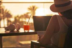 Woman enjoying a staycation